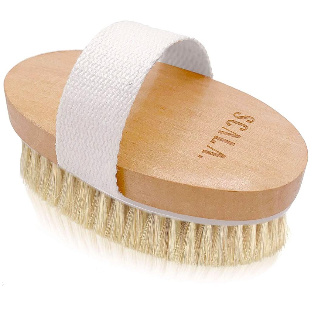 Wet and Dry Body Brush Exfoliator Soft Bristle Brush Naturally Exfoliates Dead Smooths Slows and Stimulates Lymphatic and Blood Flow by Scala 5 X