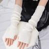 Damen Lange Fingerlose Handschuhe Weicher Damenhandschuh Lolita Kawaii Fäustling Winterwärmer Gestrickte Armmanschette Mädchen Punk Gothic Handschuhe