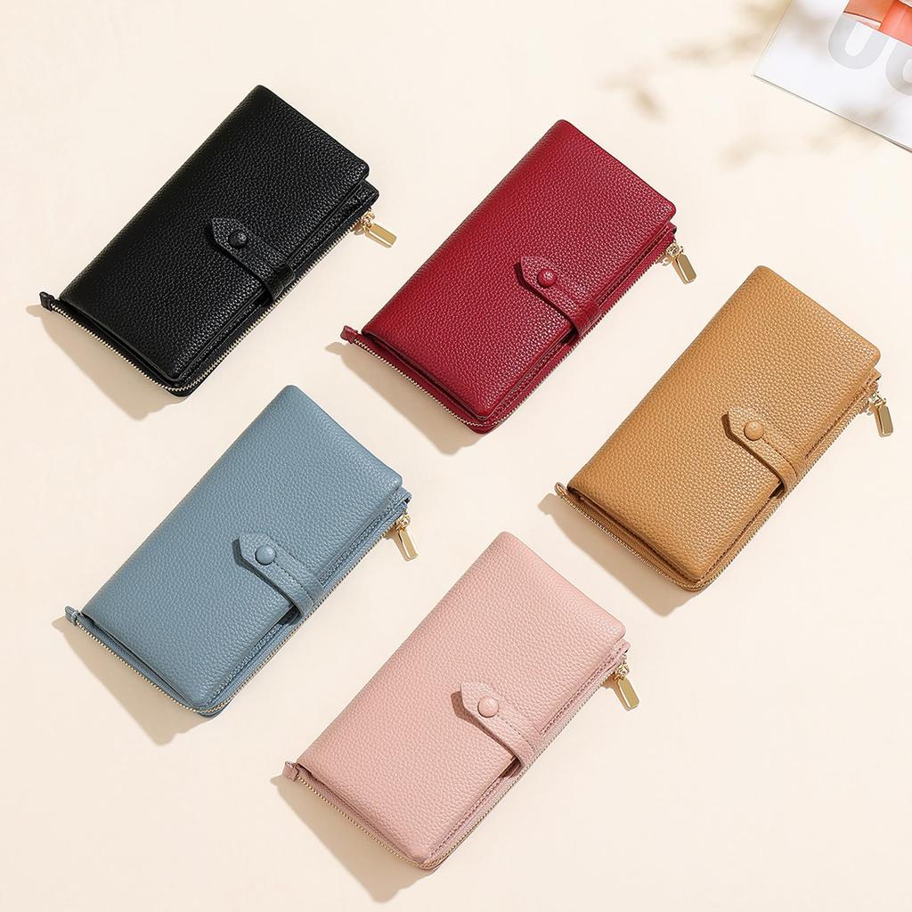 RenLianyi Women's Zipper Long Wallet, PU Synthetic Leather, Large Capacity, 12 Card Pockets, Coin Purse, Slim PassCommuter Card Slots, Slim,