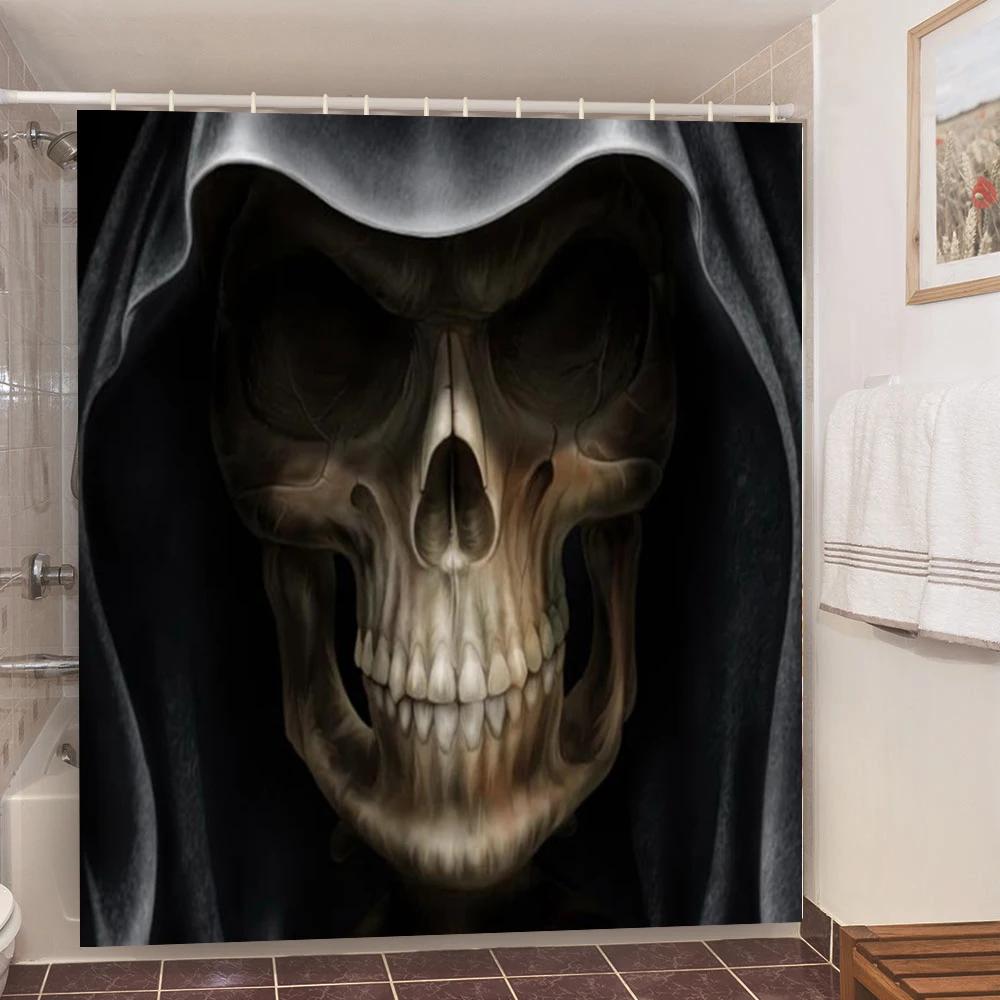 Skull Shower Curtain Waterproof Polyester Fabric Gothic Halloween Sexy Woman Love Print Shower Curtain Cortina De La Ducha