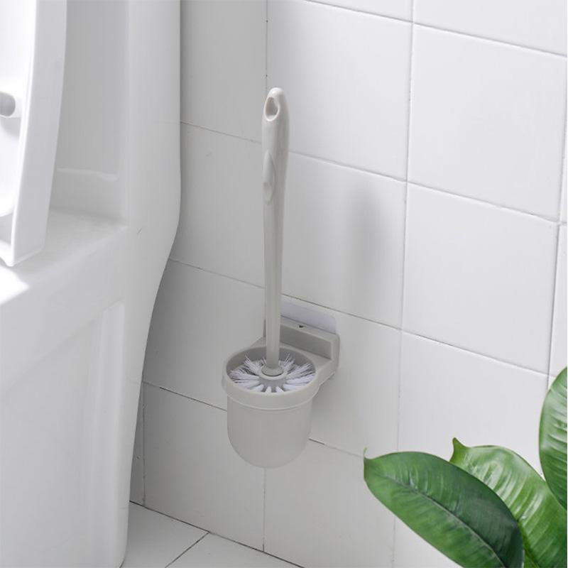 Classic Solid Color Wall-mounted Cleaning Toilet Brush Set Wall-mounted Punch-free Creative Household Items To Remove Stains