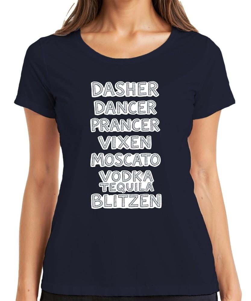 Dasher Dancer Prancer Vixen Moscato Vodka Gift Funny Party Unisexs Tshirt S