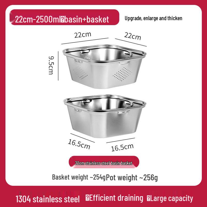 Stainless Steel Stackable Prep Bowl and Drain Basket Set