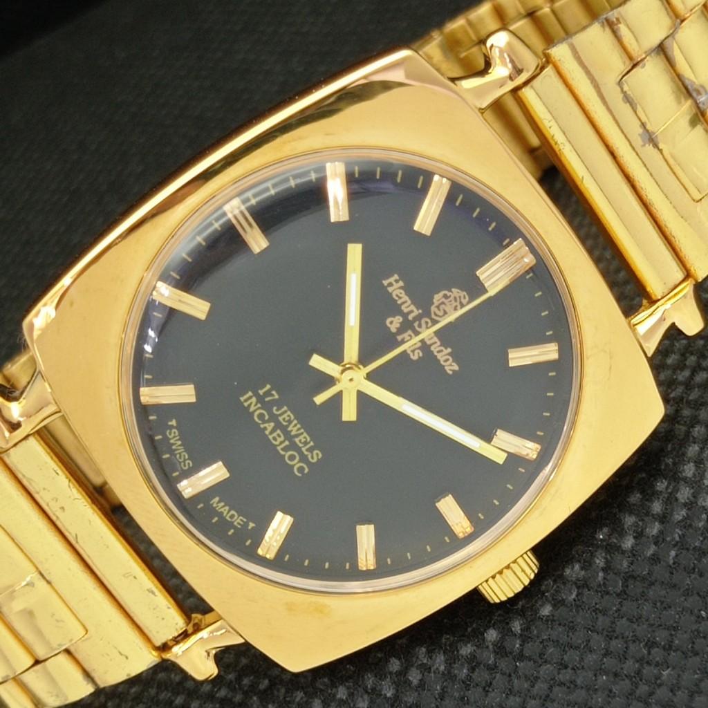 

Б/У HENRI SANDOZ & FILS СТАРЫЕ МЕХАНИЧЕСКИЕ ШВЕЙЦАРСКИЕ МУЖСКИЕ ЧАСЫ С ЧЕРНЫМ ЦИФЕРБЛАТОМ a303553-2 R1013-000a303553