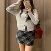 Women's High-Waist A-Line Plaid Mini Skirt with Safety Pants - Autumn/Winter Slimming Woolen Hip-Hugging Skirt