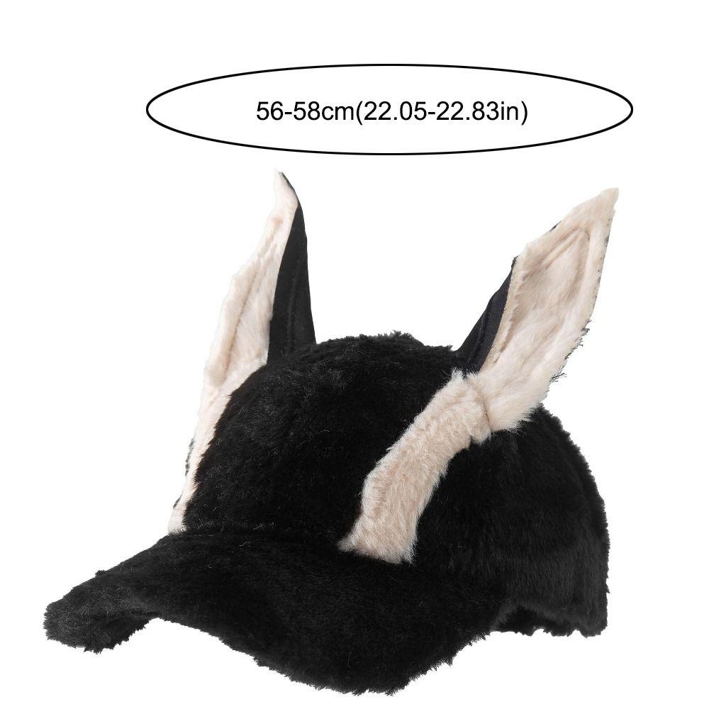 Curved Brim Dog Ear Baseball Cap Soft Fluffy Ear Cap Kawaii Faux Fur Hat  For Women