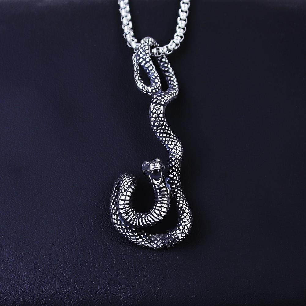 European and American Niche Snake-shaped Necklace Men's Fashion Punk Style Mamba Snake Long Style
