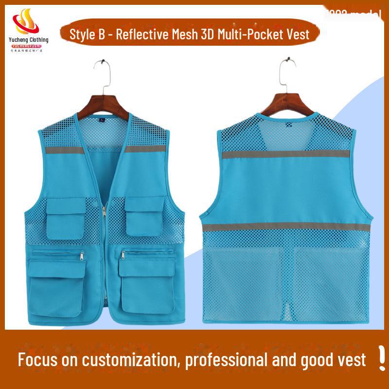Custom Logo Emergency Management Safety Vest - Multi-Pocket Workwear for Photojournalists