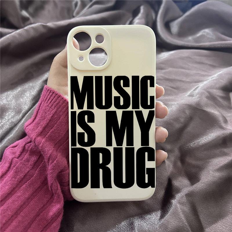 Phone Case For iPhone 16 15 14 13 12 11 Pro XS Max 7 8 Plus MINI Love Music English Trendy Y2K Art Personalized Creative Cover