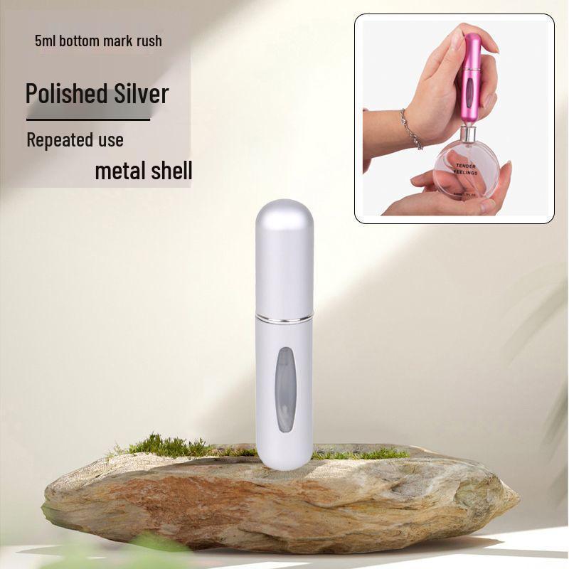Refillable Press-Type Perfume Atomizer: Portable, High-End, Hydrating, Recyclable, Rotating Transparent Design