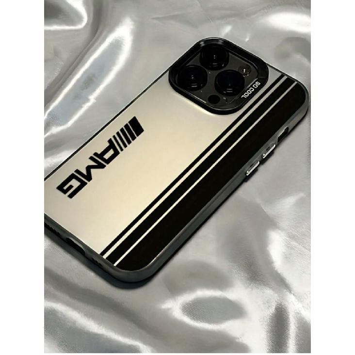Line English Design Suitable for iPhone 16 Phone Case, Apple 15 Pro, European and American 14 Pro Max, High-end 13/12, Colorful Silver