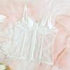 Back Chest Buckle Lace Corset Fish Bone Wrapped Suspender Vest Lace Camisole  Party