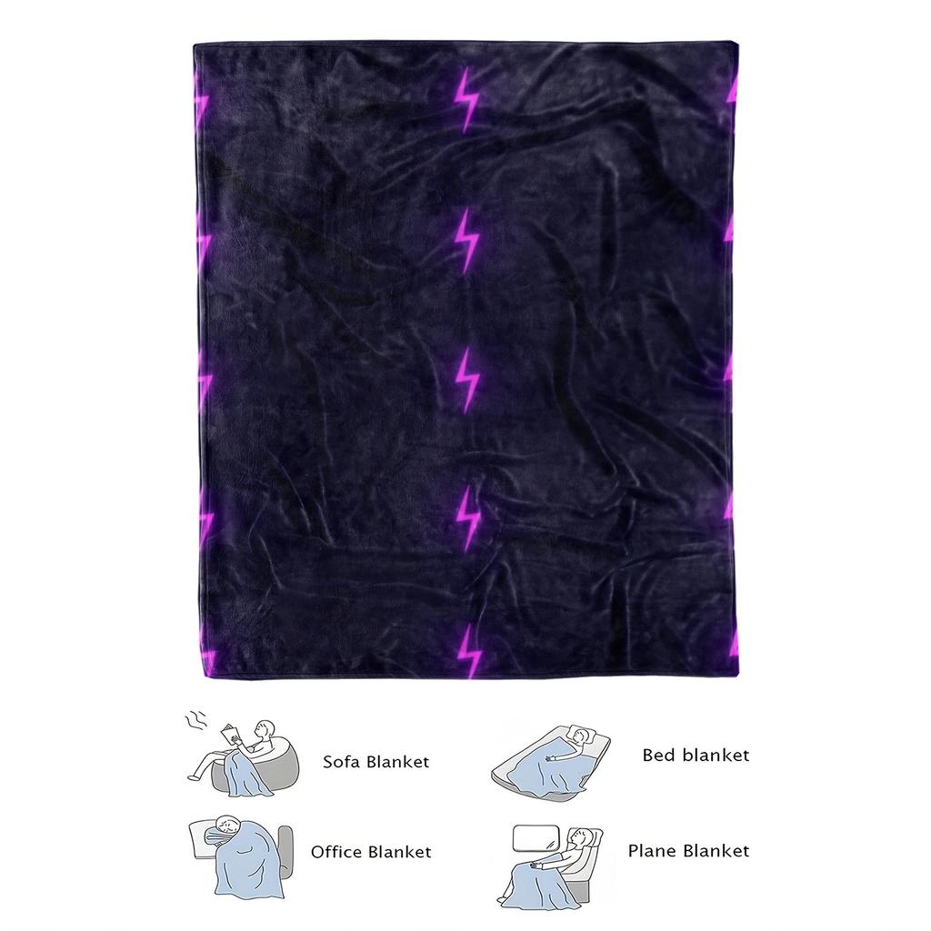 One Comfortable Purple Lightning Theme Pattern Fleece Blanket, Soft High-Definition Digital Print, Suitable for All Seasons