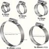 25-piece stainless steel water pipe clamp set, 1/4" to 1-1/8" T-bolt, worm gear design, suitable for pipe and automotive metal ring fastening