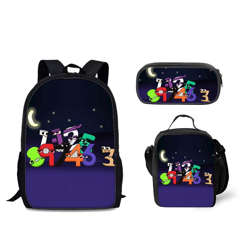 Classic Popular Funny Alphabet Lore 3D Printed 3pcs/Set pupil School Bags Laptop Daypack Backpack Lunch bag Pencil Case