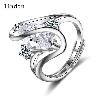 Lindon Classic Copper Alloy Zircon Ring Ladies Jewelry Wedding Promise Party Gift