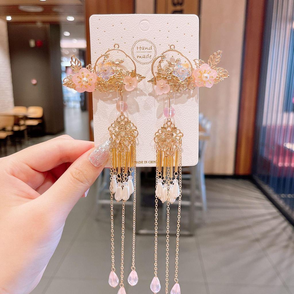 Chinese Style Hanfu Hairpin Set for Girls - Includes Hair Clips, Swaying Tassels, and Butterfly Accessories