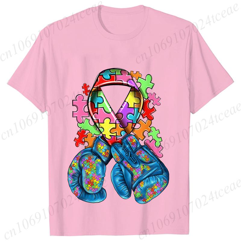 Autism Awareness with Boxing Gloves Shirts for Women Clothing Be Kind Puzzle Neurodiversity Tees Autistic Pride Female Clothing