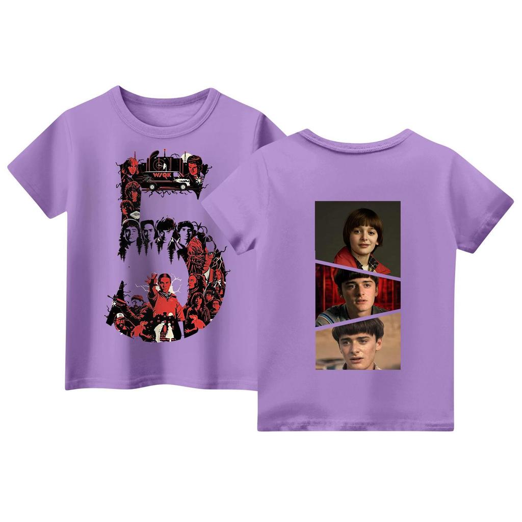 Laste lühikeste varrukatega topid, vabaaja trükiga T-särk, ümara kaelusega pulloverpluus