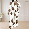 Women Plus Size White Printed Round Neck Long Sleeve Top And Long Pants Set