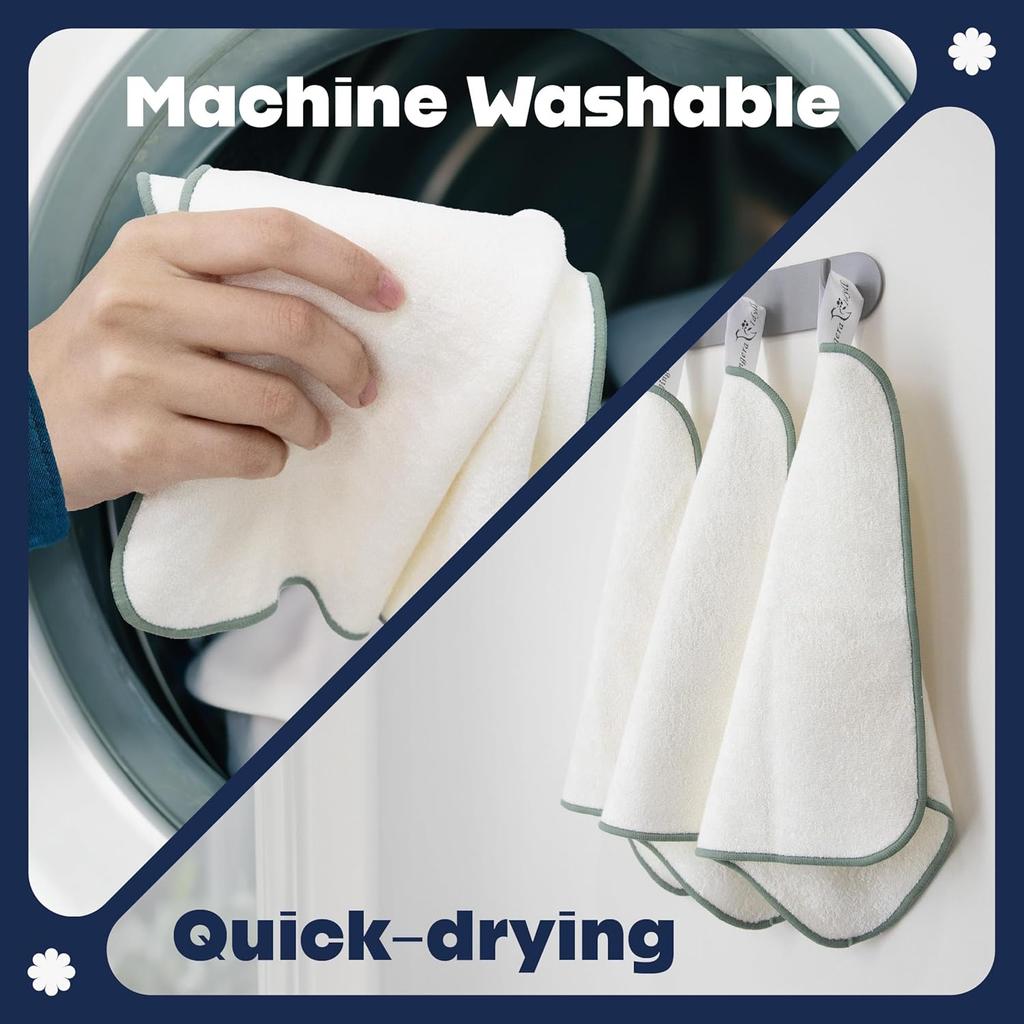 Jingera & Idyll Ultra-Soft Charcoal Fiber Face Washcloth, Facial Towels, Gentle Exfoliating Wipes for Women Cleansing, Wash Cloths, Reusable Makeup