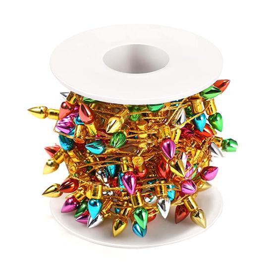 

Красочная рождественская гирлянда из лампочек, мини-гирлянда из пластиковых бусин-лампочек 50cm жёлтый