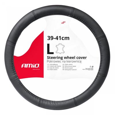 Leather Cover for Car Steering Wheel L 39-41cm SWC-48-L AMIO-03547