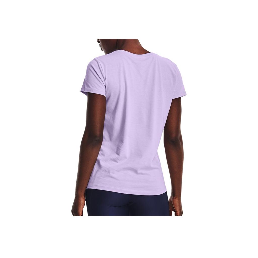 Under Armour Logo Print Solid Color Round Neck Short Sleeve T-Shirt Women T-Shirts Purple 1370760-515