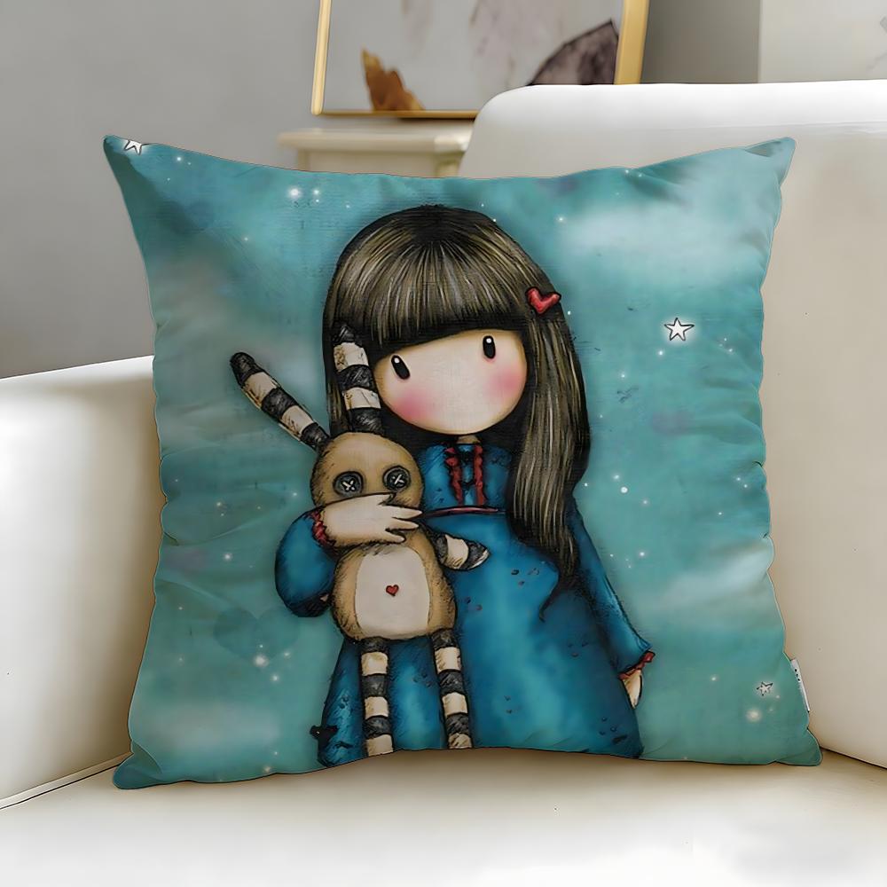 classic cartoon brand Santoro Gorjuss Cushion Cover Soft & Easy-Wash Pillow Case – Versatile for Couch, Bed, Travel and Office