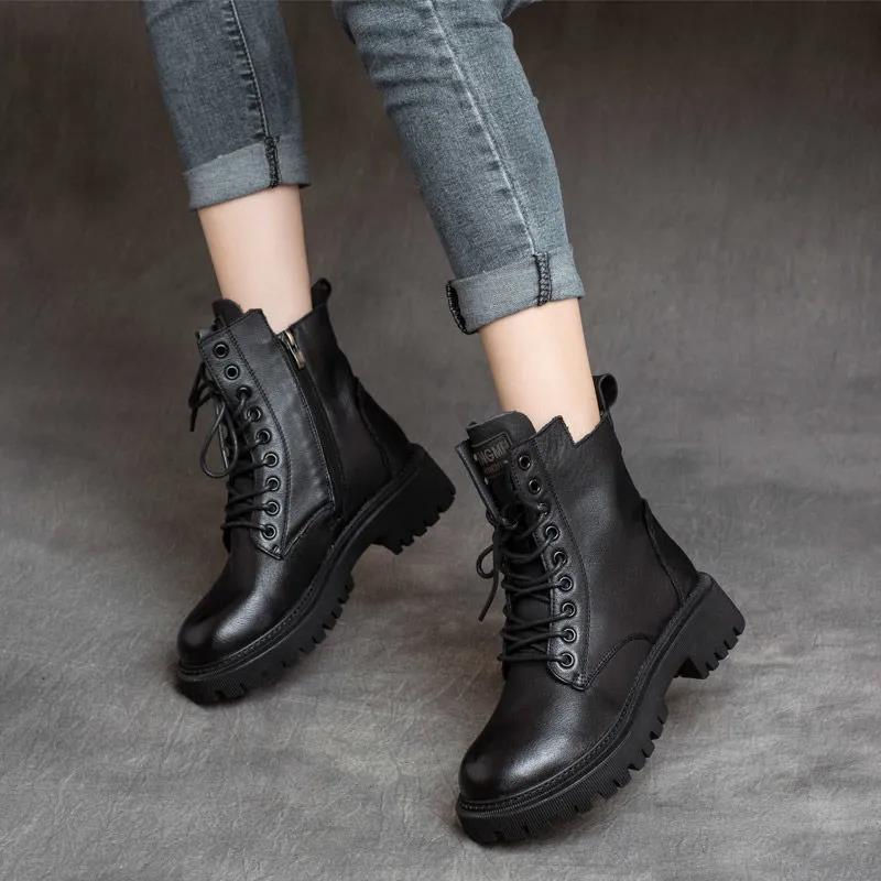 Platform Round Toe Warm Female Short Shoes Autumn Winter Booties Goth Pu High Quality Women's Ankle Boots New in Y2k Hot 39 Boot