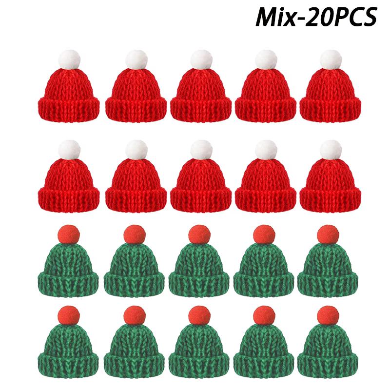 Mini Christmas Hat Mini Scarf Red Green Christmas Color Hanging Finger Hat Lollipop Bottle DIY Christmas Party Decoration