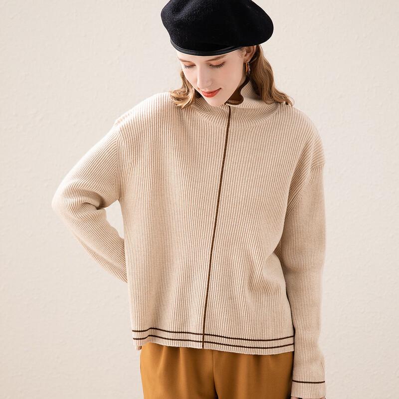 TUHUANG Women's Thick Pure Wool High-Neck Sweater