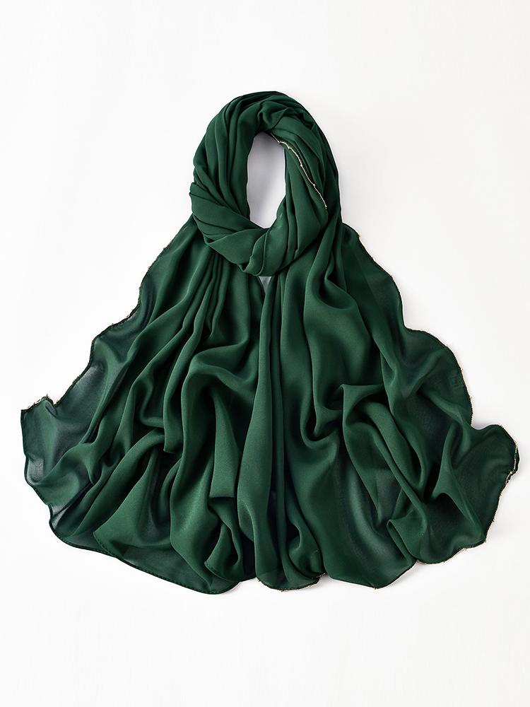 Elegantes Damen Einfaches Solides Kette Seiden Schal Kopftuch Wickeltuch Schal Sonnenschutz Bandana Hijab Damen Böhmisch Schal Pareo Sommer Neu