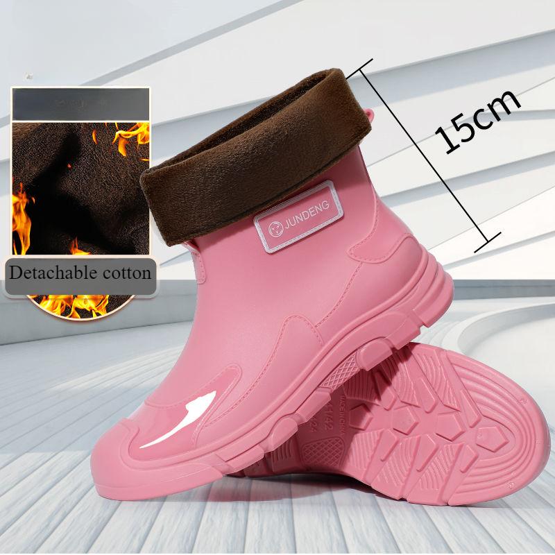 Short-tube Rain Boots, Low-tube Fashion Waterproof Work Non-slip Shoes, Rain Boots, Kitchen Women's Warm Rubber Shoes, Men's Models
