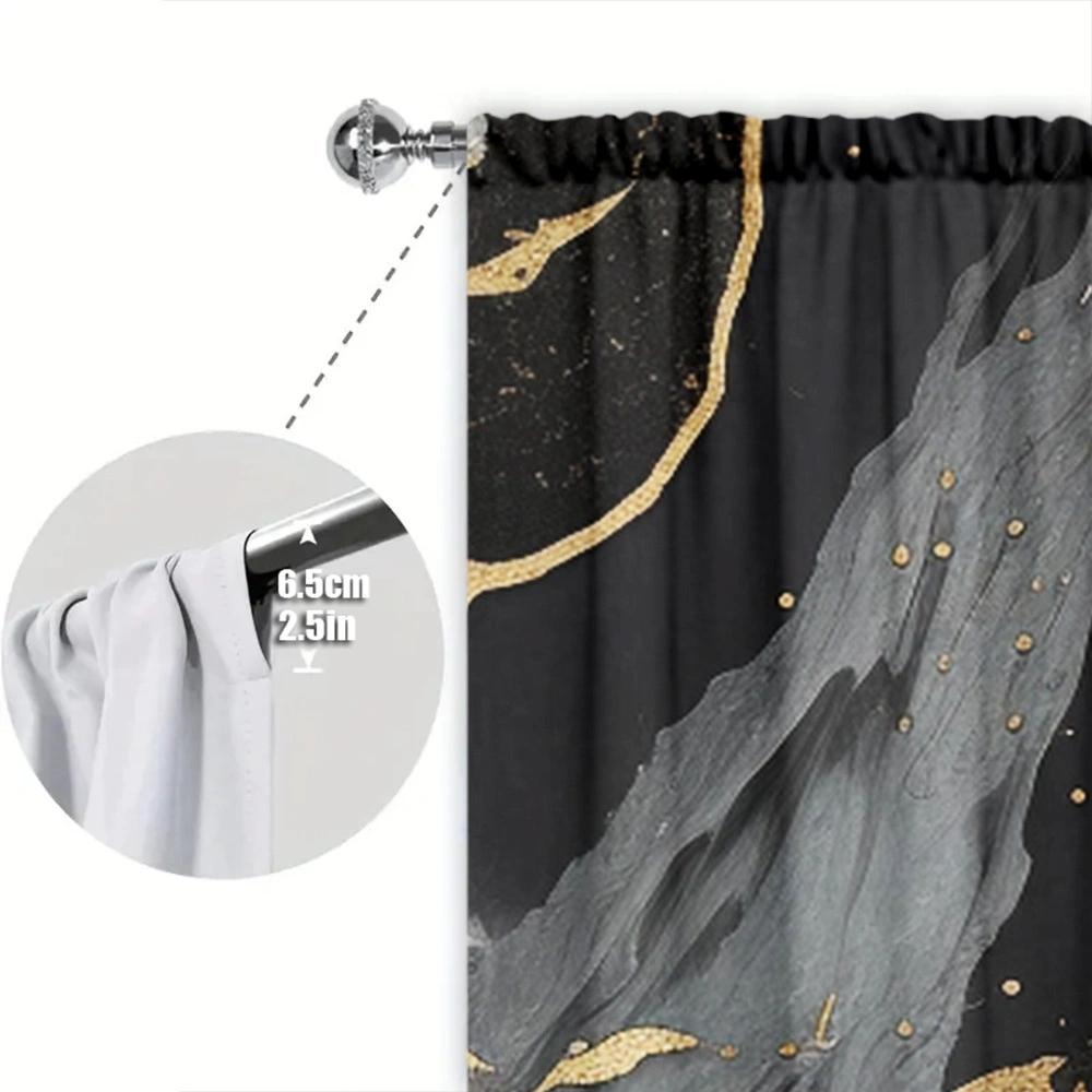 Marble Pattern Printed Curtain for Home Decor - Rod Pocket Window Treatment for Bedroom, Kitchen, Living Room