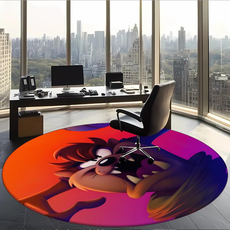 Taz (19) Round Office Rug Decorative Floor Rug for Office Bedroom Living Room and Home Space