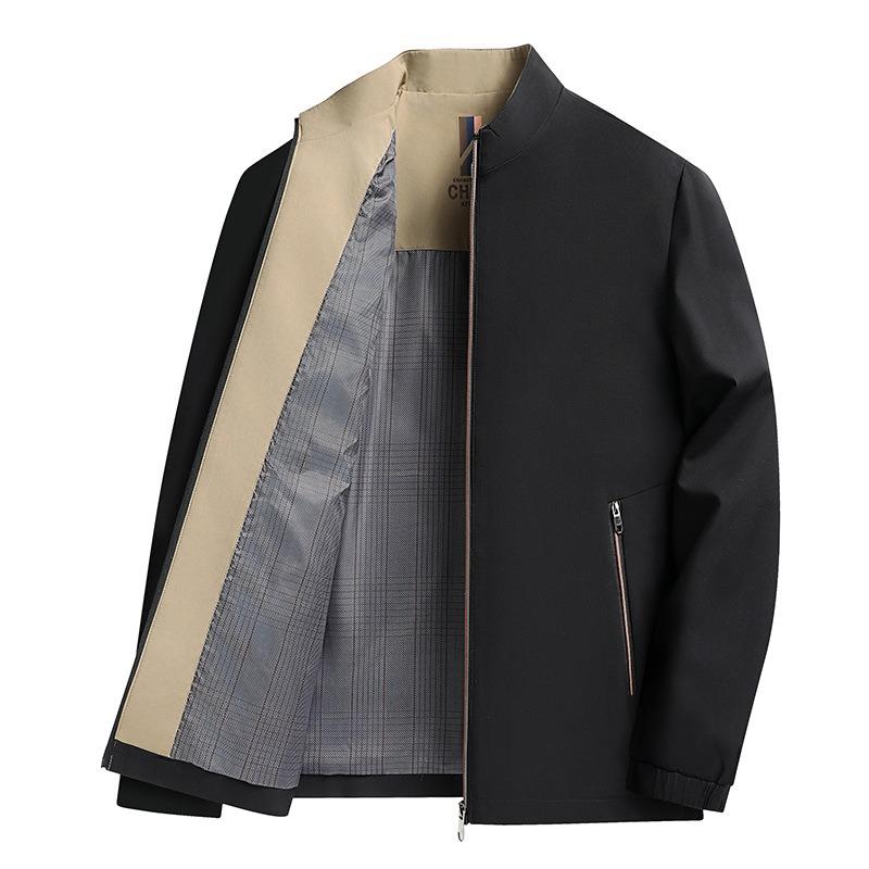 Jacket Jacket Men's Simple Fashion Spring and Autumn Coat Business Casual Versatile Stand-up Collar Jacket Qingzhong Dad Men's Clothing