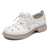 Spring 2025 New Retro Style Leather Single Shoes Handmade Soft-soled Shoes Low Heel Round Head Lace-up Flat Women's Shoes