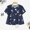 ZANZEA Women Casual V-Neck Summer Short Sleeve Floral Blouse