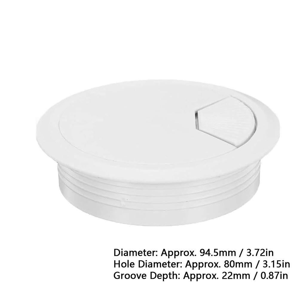 6pcs Desk Grommet White 3 Inch ABS Plastic Round Desk Cord Hole Cover for Home Office Table