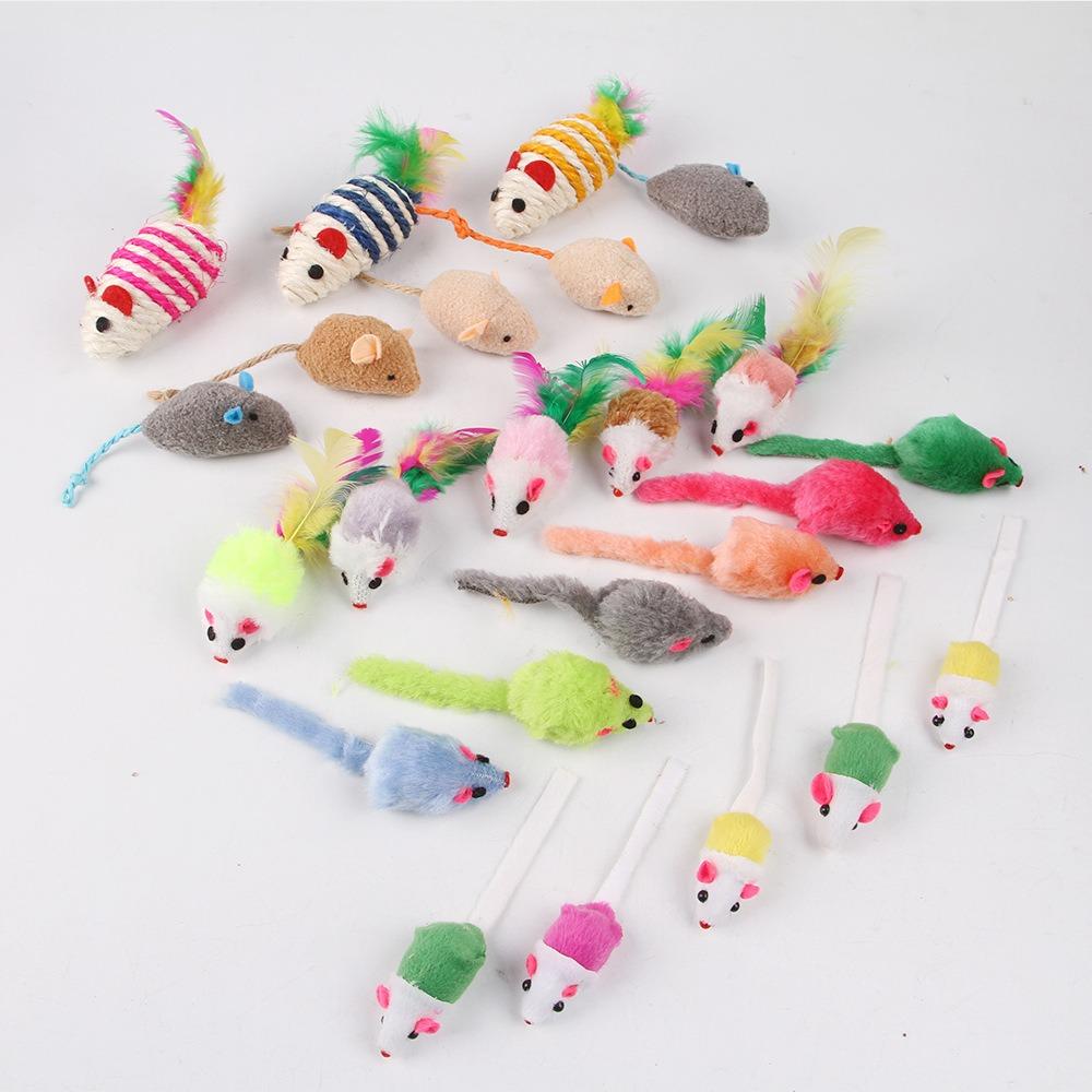 4/16/32/48PCS Bite Resistance False Mouse Pet Cat Simulation Color Kitten Cat Toy Cat Funny Playing Indoor Cat Game Supplies