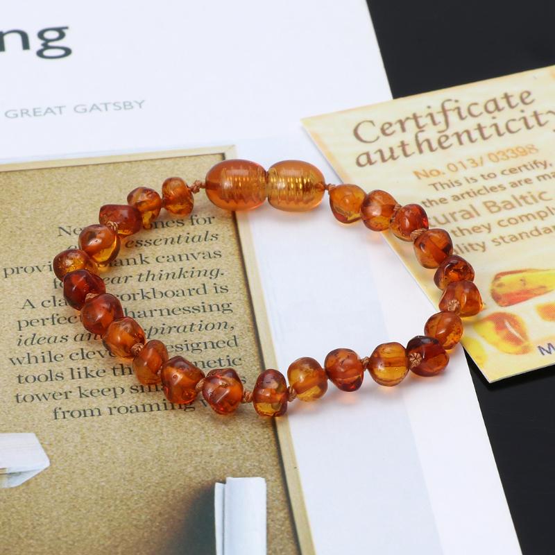 Ekte Baltic Amber Teething Armbånd Rå og ankel babyperler for bitringer