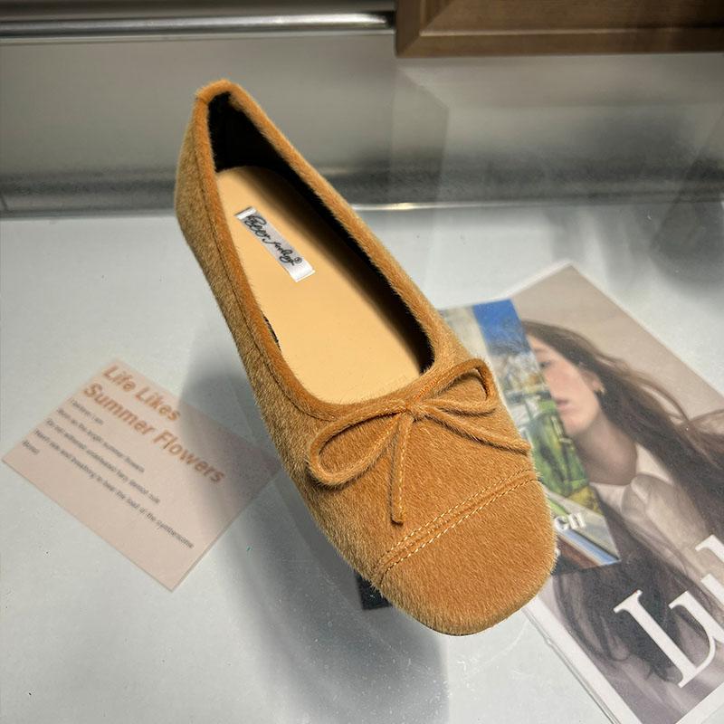 Fashion Female Butterfly-Knot Footwear Flock Women Ballet Flats Shoes Shallow Fashion Round Toe Ladies Flats Slip On Shoes