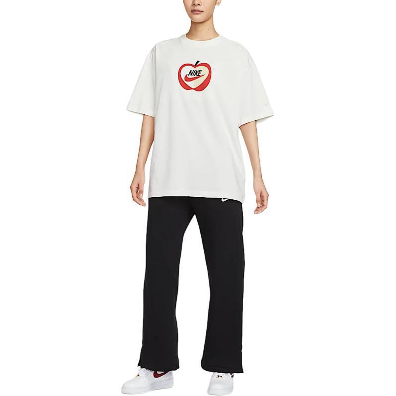 Nike Sportswear Oversized Casual Comfortable Crew Neck Short Sleeve T-Shirt Women T-Shirts Sail-White IB5577133