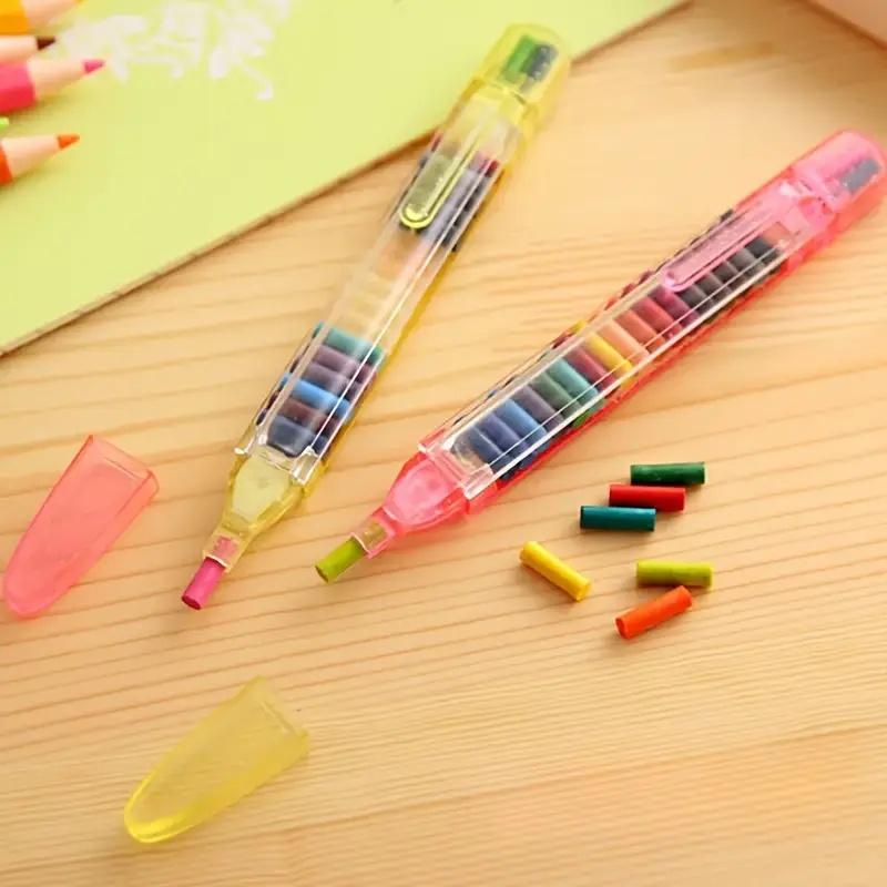 Bâtonnet de Pastel à l'Huile Rechargeable, 20 Couleurs Tout-en-Un, Portable & Lavable pour l'École & le Dessin Artistique