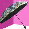 Floral Style Multi-color Sunny Paraply vanntett svart lim Anti-ultrafiolett solskjerm