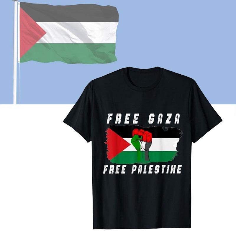 Free Palestine Cartoon Anime Short Sleeve T-shirt For Teenagers