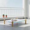 Elevated Pet Lounger with Wooden Frame Cooling Bed Breathable Suspended
