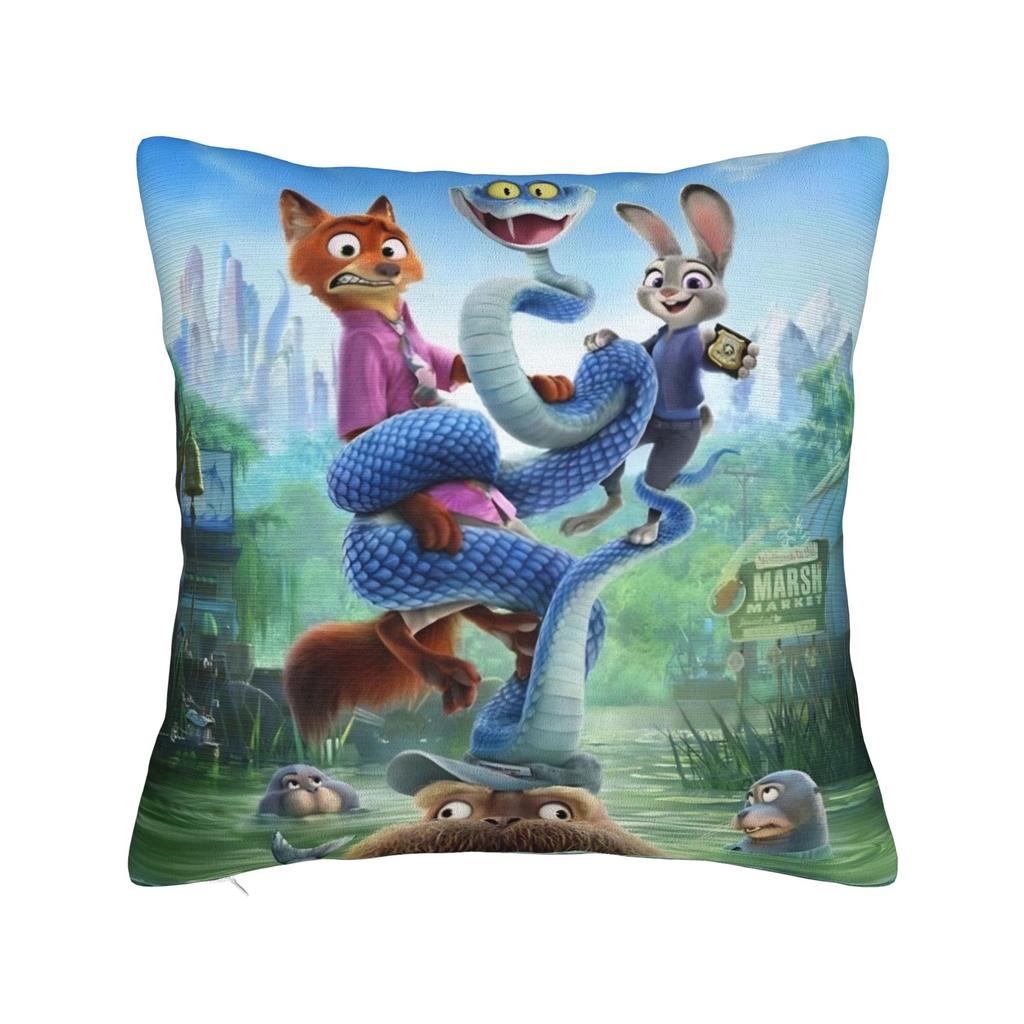 Gary Judy Nick Quadratische Kissenbezüge Zootopia Film Kissenbezüge Modischer Dekorativer Kissenbezug mit Reißverschluss für das Bett 18"