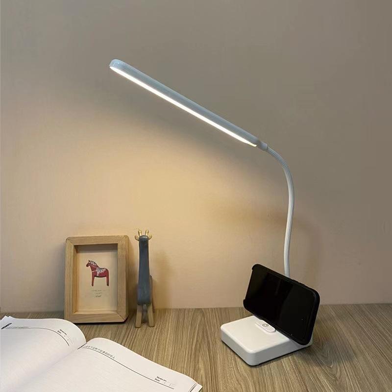 Rechargeable Led Eye Care Desk Lamp With 3 Color Modes Dimmable Phone Stand For Home Office Reading Working